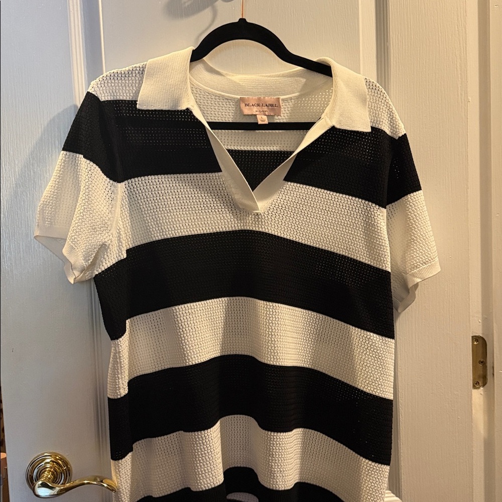 Chico's Black Label White and Black Knit Top